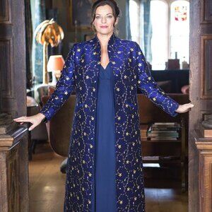 Shibumi (UK) Silk Embroidered Ankle Length Coat, NWOT